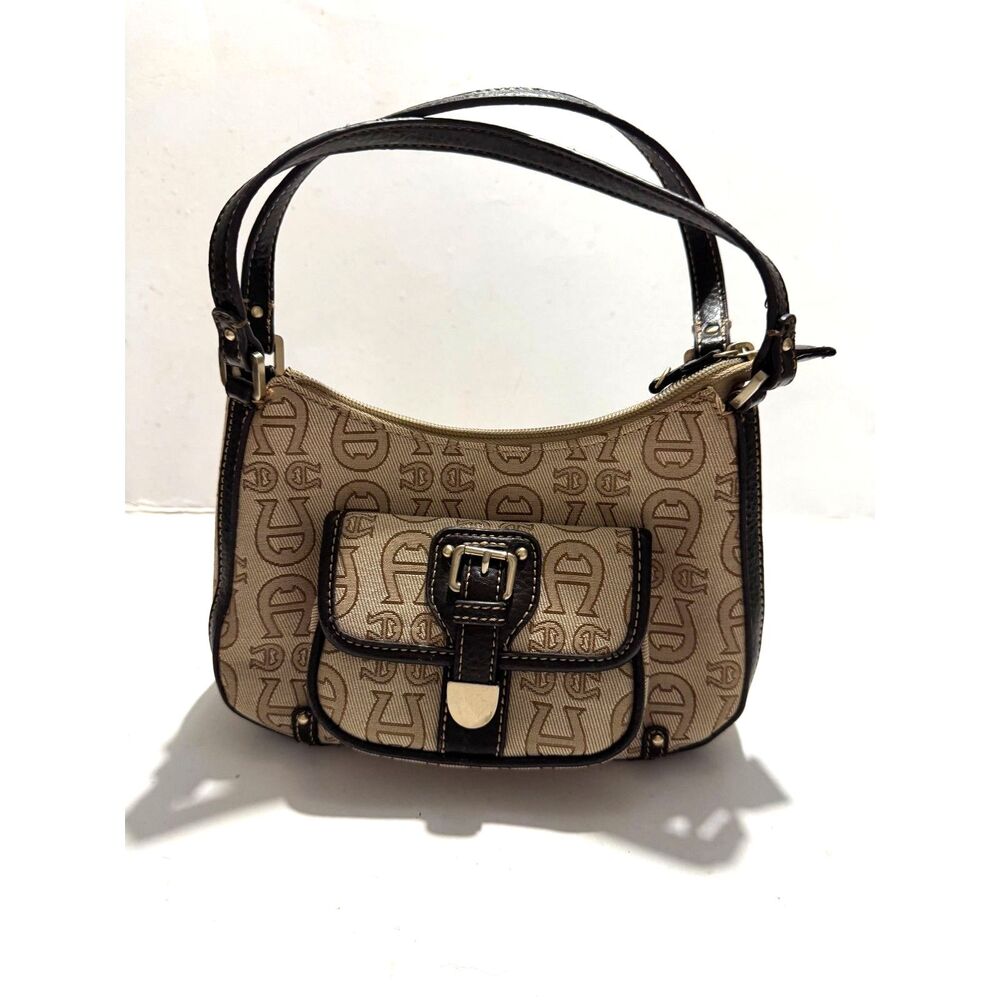 Etienne Aigner shoulder bag VTG Y2K brown monogram small purse buckle women